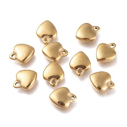 Honeyhandy 304 Stainless Steel Charms, Heart, Golden, 7.5x6.5x2.7mm, Hole: 1mm