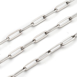 Honeyhandy Non-Tarnish 304 Stainless Steel Paperclip Chains, Drawn Elongated Cable Chains, Soldered, Stainless Steel Color, 9x3x0.8mm