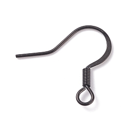 Honeyhandy Stainless Steel French Earring Hooks, with Horizontal Loop, Flat Earring Hooks, Electrophoresis Black, 16x16x1.5mm, Hole: 2mm, 22 Gauge, Pin: 0.6mm