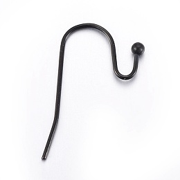 Honeyhandy Stainless Steel Earring Hooks, Electrophoresis Black, 21x14mm, Pin: 0.6mm