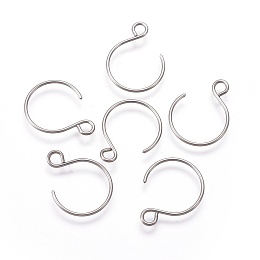 Honeyhandy 304 Stainless Steel Earring Hooks, with Horizontal Loop, Balloon Ear Wire, Stainless Steel Color, 18.5x14x0.8mm, Hole: 2mm, 20 Gauge, Pin: 0.8mm