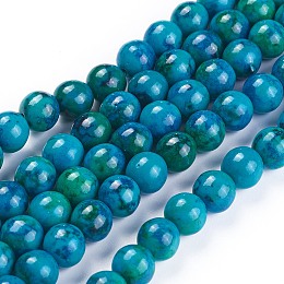 Honeyhandy Natural Chrysocolla Beads Strands, Dyed, Round, 8mm, Hole: 1.4mm, about 33pcs/strand, 10 inch(25.5cm)