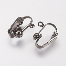 CHGCRAFT Brass Clip-on Earring Findings, Gunmetal, 17x14x7mm, Hole: 1mm