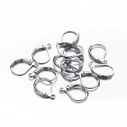 Honeyhandy Brass Leverback Earring Findings, with Loop, Lead Free and Cadmium Free, Gunmetal, Size: about 10mm wide, 15mm long, hole: 1mm