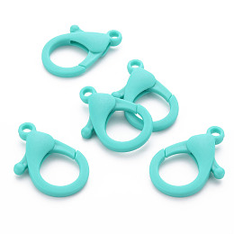 Honeyhandy Plastic Lobster Claw Clasps, Dark Turquoise, 35x24.5x6mm, Hole: 3mm