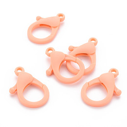 Honeyhandy Plastic Lobster Claw Clasps, Light Salmon, 35x24.5x6mm, Hole: 3mm