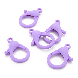 Honeyhandy Plastic Lobster Claw Clasps, Purple, 35x24.5x6mm, Hole: 3mm