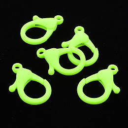 Honeyhandy Plastic Lobster Claw Clasps, Lawn Green, 35x24.5x6mm, Hole: 3mm