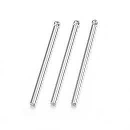 Honeyhandy 201 Stainless Steel Pendants, Bar, Stainless Steel Color, 32x2.5x2mm, Hole: 1.5mm