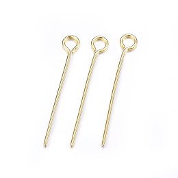 Honeyhandy 304 Stainless Steel Eye Pins, Golden, 22mm, Hole: 2mm, Pin: 0.6mm