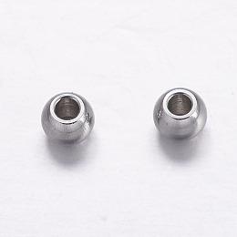 Honeyhandy 201 Stainless Steel Spacer Beads, Round, Stainless Steel Color, 3mm, Hole: 1.8mm