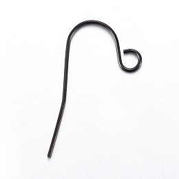 Honeyhandy Stainless Steel Earring Hooks, with Horizontal Loop, Electrophoresis Black, 23x13mm, Hole: 2.5mm, Pin: 0.7mm