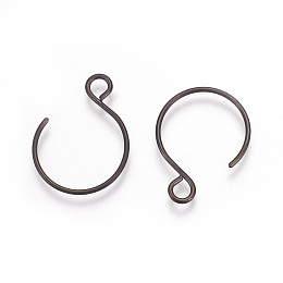 Honeyhandy 304 Stainless Steel Earring Hooks, with Horizontal Loop, Electrophoresis Black, 18.5x14mm, Hole: 2.5mm, Pin: 0.8mm