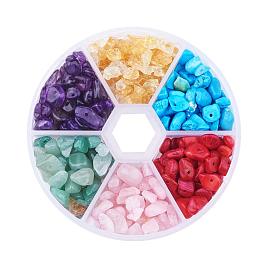 ARRICRAFT 1 Box (about 350pcs) 6 Assorted Chip Gemstone Crushed Chunked Crystal Pieces Irregular Shaped Loose Beads Value Pack
