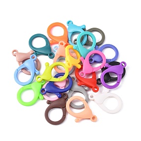 Honeyhandy Plastic Lobster Claw Clasps, Mixed Color, 35x24.5x6mm, Hole: 3mm