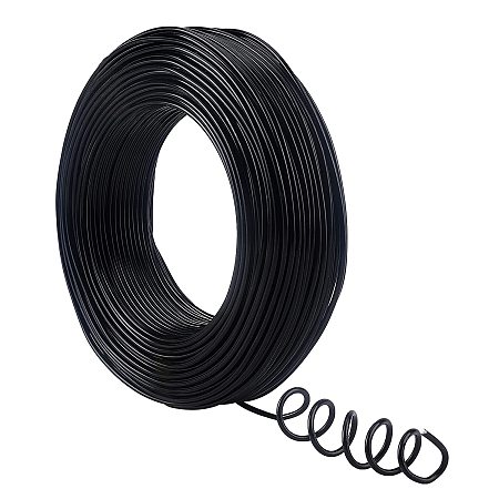 NBEADS 1 Roll 12 Gauge Aluminum Wire, 55m Black Aluminum Modelling Craft Wire for Jewellery Craft, Modelling Making, Armatures and Sculpture, 2mm in Diameter