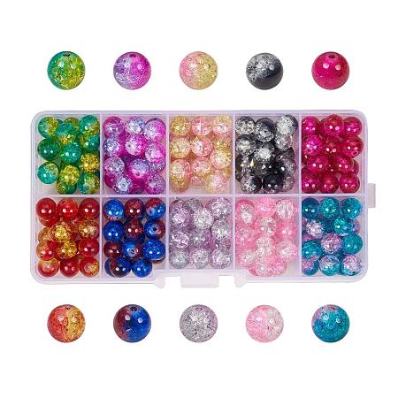 ARRICRAFT 1 Box (about 100pcs) 10 Color Handcrafted Crackle Lampwork Glass Round Beads Assortment 10mm Lot for Jewelry Making