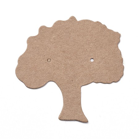 Honeyhandy Cardboard Earring Display Cards, Tree, BurlyWood, 55x57x0.4mm, Hole: 1.2mm