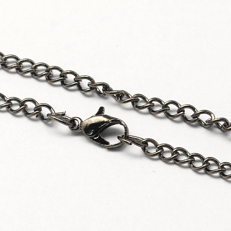 Honeyhandy Vintage Iron Twisted Chain Necklace Making for Pocket Watches Design, with Lobster Clasps, Gunmetal, 31.5 inch, Link: 3.3x4.6x0.9mm