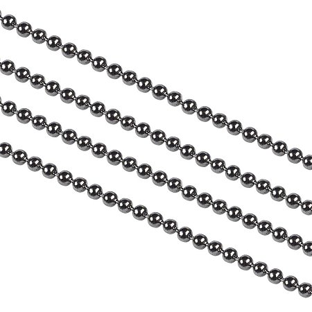 NBEADS 100m Iron Ball Bead Chains, Unwelded, Gunmetal, Come On Reel, Bead:1.5mm, 100m/roll