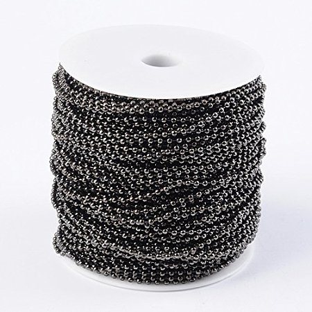 NBEADS 100m Iron Ball Chains, Gunmetal, Come On Reel, Bead: 2.4mm, 100m/roll