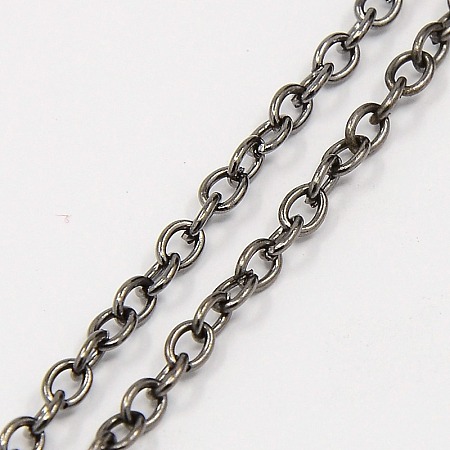 Honeyhandy Iron Cable Chains, Unwelded, with Spool, Oval, Gunmetal, 4x3x0.7mm, about 328.08 Feet(100m)/roll