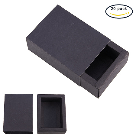 BENECREAT 20 Pack Kraft Paper Drawer Box Festival Gift Wrapping Boxes Soap Jewelry Candy Weeding Party Favors Gift Packaging Boxes - Black (4.4x3.2x1.65