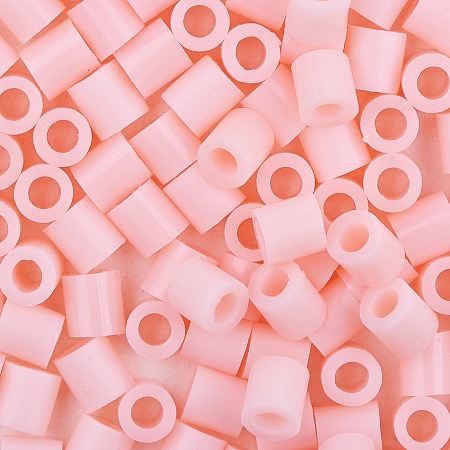 Honeyhandy 1 Box 5mm Melty Beads PE DIY Fuse Beads Refills for Kids, Tube, Pink, 5x5mm, Hole: 3mm, about 500pcs/box