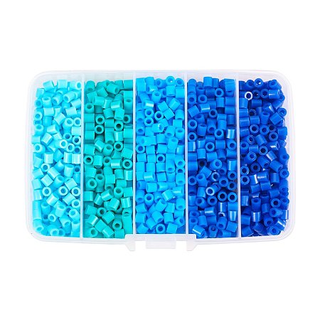 ARRICRAFT 1 Box(About 1900pcs) 5 Colors 5mm Tube Melty Beads PE DIY Fuse Beads Refills Hama Beads for Kids Craft Making - Gradual Blue Color