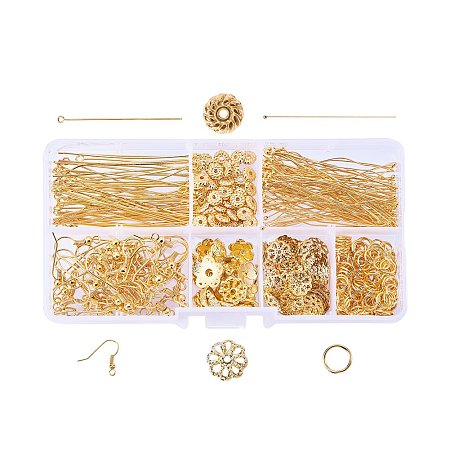 NBEADS Jewelry Findings Set Jewelry Making Kit Jewelry Findings Starter Kit with Jump Rings, Earring Hooks, Eye Pins, Head Pins, Spacer Beads Caps for Jewelry Making