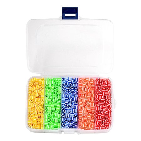 ARRICRAFT 1 Box(About 2000pcs) 5 Colors 5mm Tube Melty Beads PE DIY Fuse Beads Refills Hama Beads for Kids Craft Making - Mixed Color