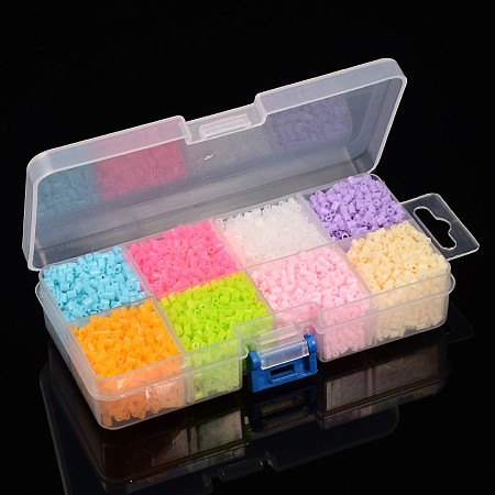 Honeyhandy 8 Color PE DIY Melty Beads Fuse Beads Refills, Tube, Mixed Color, 3~3.3x2.5~2.6mm, about 295pcs/compartment, 2360pcs/box