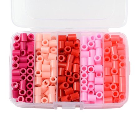 ARRICRAFT 1 Box(About 340pcs) 5 Colors Tube Melty Beads PE DIY Fuse Beads Refills Hama Beads for Kids Craft Making 8.5~9x9~9.5mm - Gradual Red Color