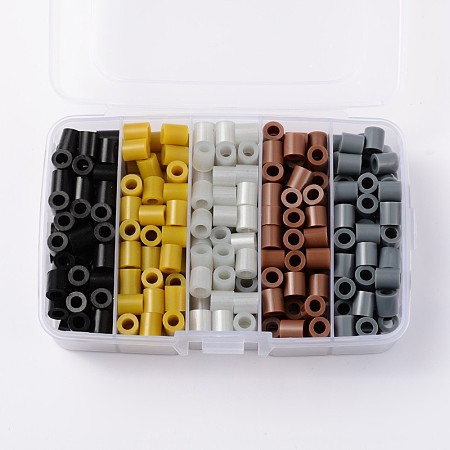Melty Beads PE DIY Fuse Beads Refills for Kids, Tube, Mixed Color, 8.5~9x9~9.5mm; about 68pcs/compartment, 340pcs/box