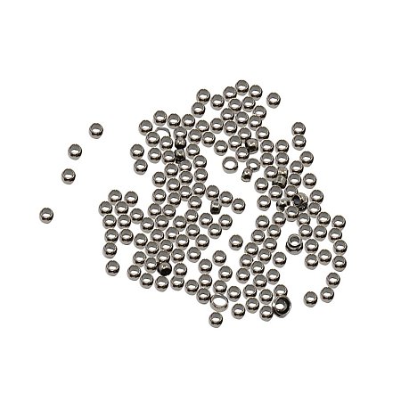 NBEADS 10000 Pcs Brass Crimp Beads, Barrel, Gunmetal, about 2mm in diameter, 1.2mm long, hole: 1.2mm