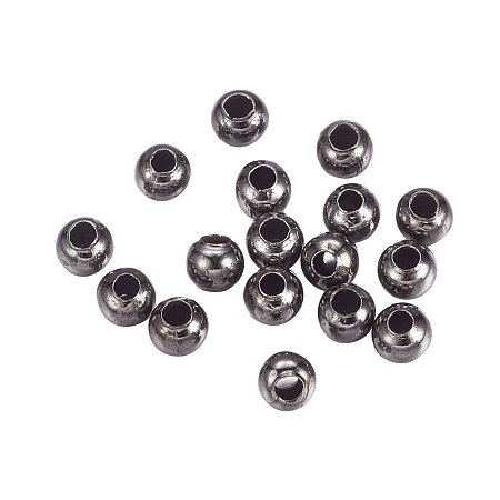 NBEADS 10000Pcs Iron Spacer Beads, Round, Gunmetal, 3mm in diameter, 3mm thick, Hole: 1.2mm