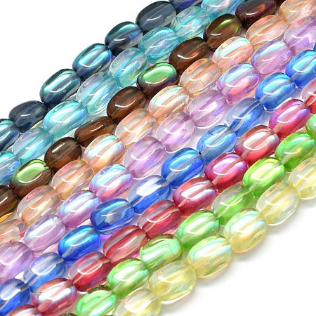NBEADS Synthetic Moonstone Beads Strands, Holographic Beads, Cuboid, Mixed Color, 13x8x8mm, Hole: 1mm; about 28pcs/strand, 15.15