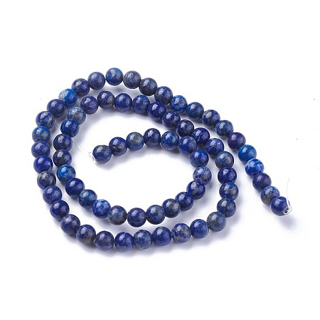 Honeyhandy Natural Lapis Lazuli Beads Strands, Round, 6mm, Hole: 1mm, about 60~68pcs/strand, 15  inch~15.27 inch(38.2~38.8cm)