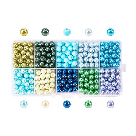 ARRICRAFT 6mm About 500 Pcs Tiny Satin Luster Glass Pearls Round Loose Beads with FREE Plastic Jewelry Container Box Wholesale Assorted Mix Lot For Jewelry Making