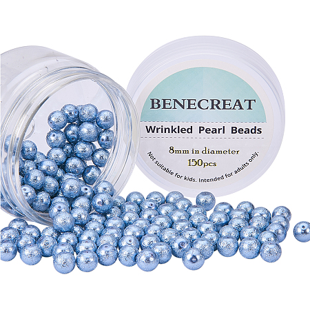 BENECREAT Pack of 150pcs Round Glass Pearls Beads with Uneven Pastel Colored Coatings Box Set (8mm Mauve)