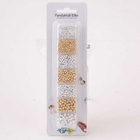 PandaHall Elite 1Box Iron Round Spacer Beads, Mixed Color, 2~5mm, Hole: 1~1.5mm