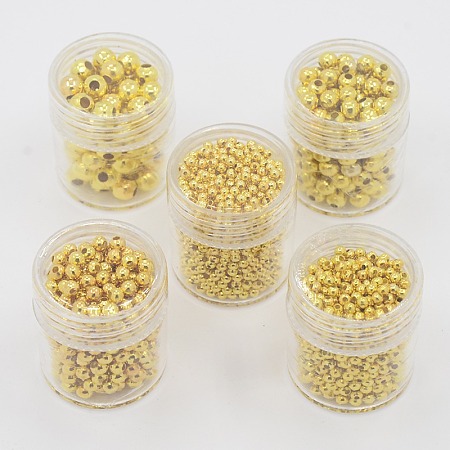 ARRICRAFT Iron Round Spacer Beads, Golden, 2~5mm, Hole: 1~2mm(Five Size:5mm,hole:2mm,4mm,hole:1.7mm,3mm,hole: 1.2mm,2.5mm,hole:1mm,2mm,hole:0.8mm)