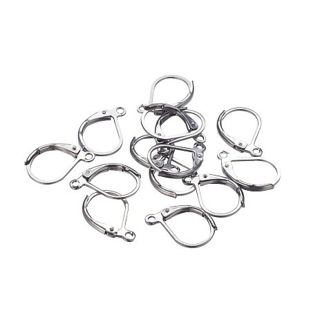 NBEADS 500 Pcs Brass Lever Back Hoop Earrings, Lead Free and Cadmium Free, Gunmetal, Size: about 10mm wide, 15mm long, hole: 1mm
