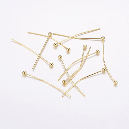 Honeyhandy Brass Ball Head Pins, Long-Lasting Plated, Real 18K Gold Plated, Cadmium Free & Nickel Free & Lead Free, 25x0.5mm, 24 Gauge, Head: 2mm