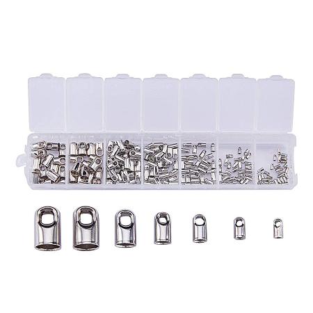 ARRICRAFT 1 Box Mixed Platinum Plated Brass Cord Ends Caps Nickel Free (about 180pcs)