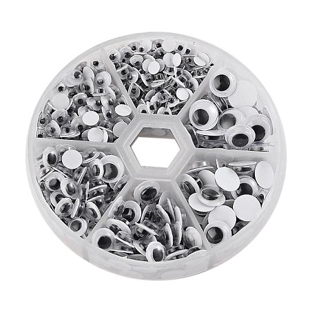 ARRICRAFT 1 Box (About 600PCS) 6 Size Plastic Wiggle Googly Eyes Cabochons DIY Scrapbooking Crafts Toy Accessories, 4~9mm
