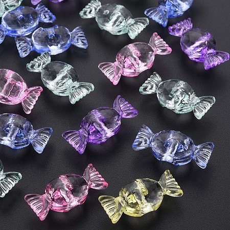 Honeyhandy Transparent Acrylic Beads, Faceted, Candy, Mixed Color, 13.5x29x11mm, Hole: 2.5mm, about 270pcs/500g