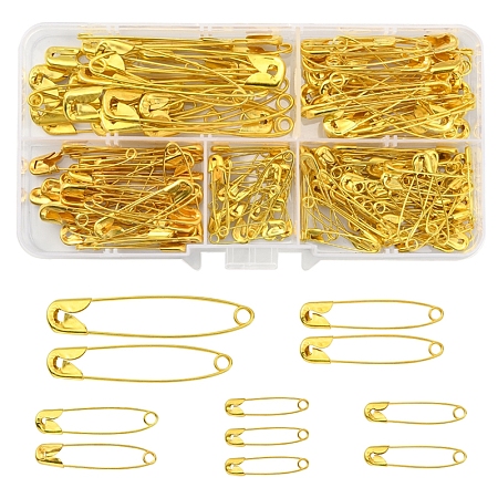 Honeyhandy 00#~4# 200Pcs 6 Style Iron Safety Pins Sets, Golden, 22~55x4.8~11.5mm, pin: 0.4~0.8mm