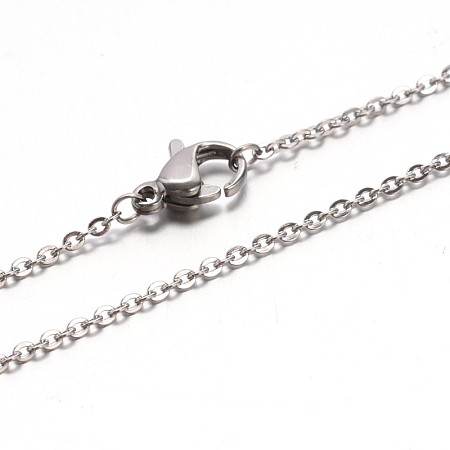 Honeyhandy 304 Stainless Steel Cable Chain Necklaces, with Lobster Claw Clasp, Stainless Steel Color, 17.7 inch(45cm), Jump Ring: 4x0.5mm