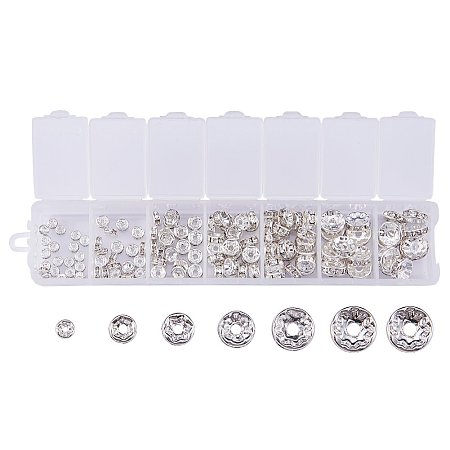 ARRICRAFT 6 Mixed Sizes Brass Crystal Rhinestone Spacer Beads Round Rondelle Charms Beads for Jewelry Making (about 120pcs)